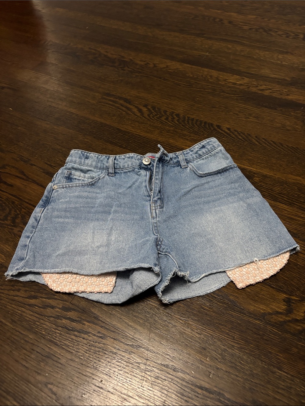 Guess Light Blue Denim Shorts with Pink Lining
